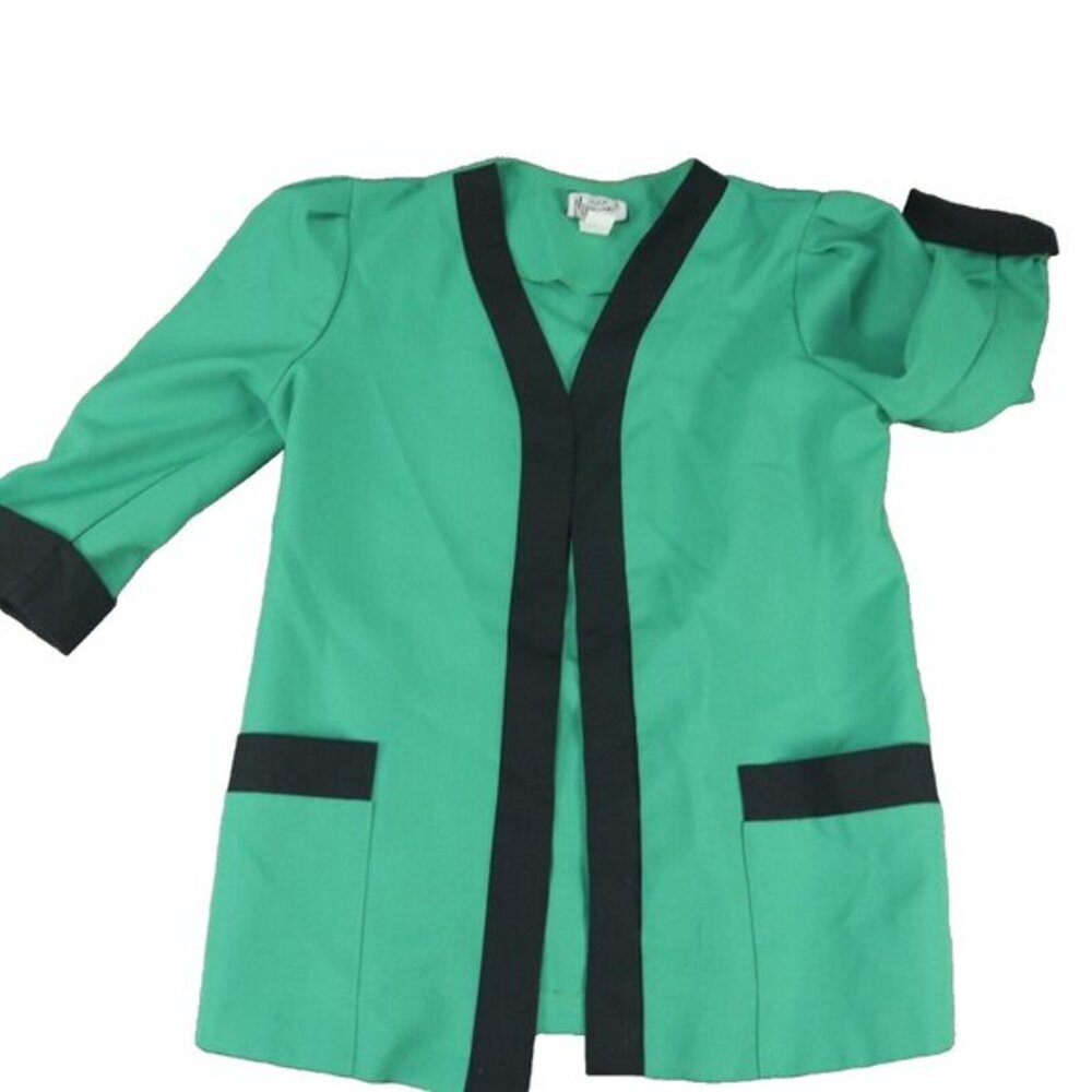 EUC Whirlaway Frocks‎ VINTAGE Mint Green SUITE JACKET Black Trim WOMEN'S Size 6P